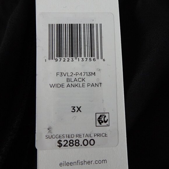 Eileen Fisher Velvet Ankle Pants Women's Plus Size 3X Black Wide Leg Silk Blend - Picture 8 of 9